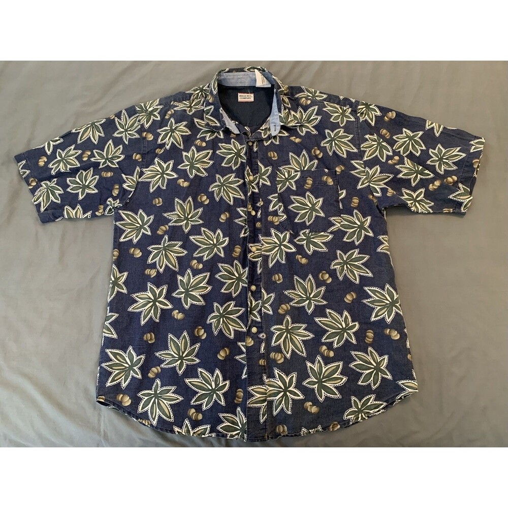 Vintage‎ Bugle Boy  Hawaiian Style Button Shirt Short Sleeve Men's XL Beachwear